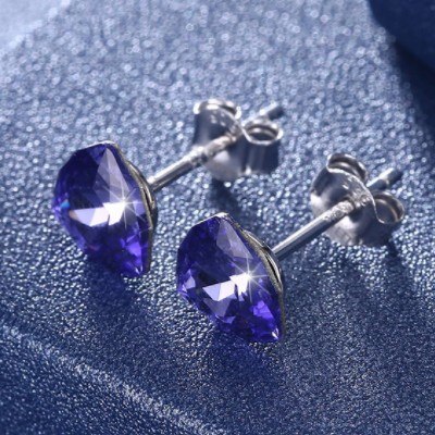 2020 Sale fashion jewelry real 925 silver earrings female Crystal from Swarovski simple temperament 7 Colors crystal earrings