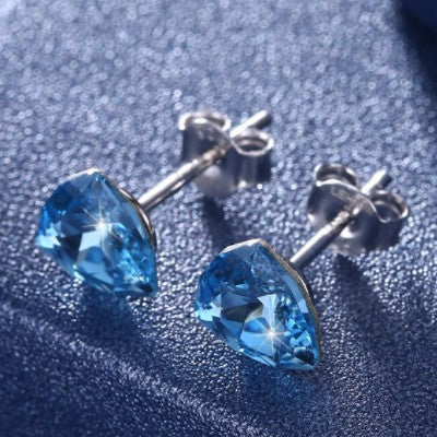 2020 Sale fashion jewelry real 925 silver earrings female Crystal from Swarovski simple temperament 7 Colors crystal earrings