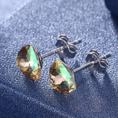 2020 Sale fashion jewelry real 925 silver earrings female Crystal from Swarovski simple temperament 7 Colors crystal earrings