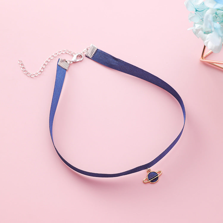 2020 Simple Sweet Cute Sexy Velvet Ribbon Rope Universe Planet Pendant Short Chocker Necklace for Women Girls Charm Jewelry
