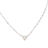 2020 Simple fine silver necklace single prong setting opal stone Delicate minimal girl women gift 100% 925 silver cute necklace