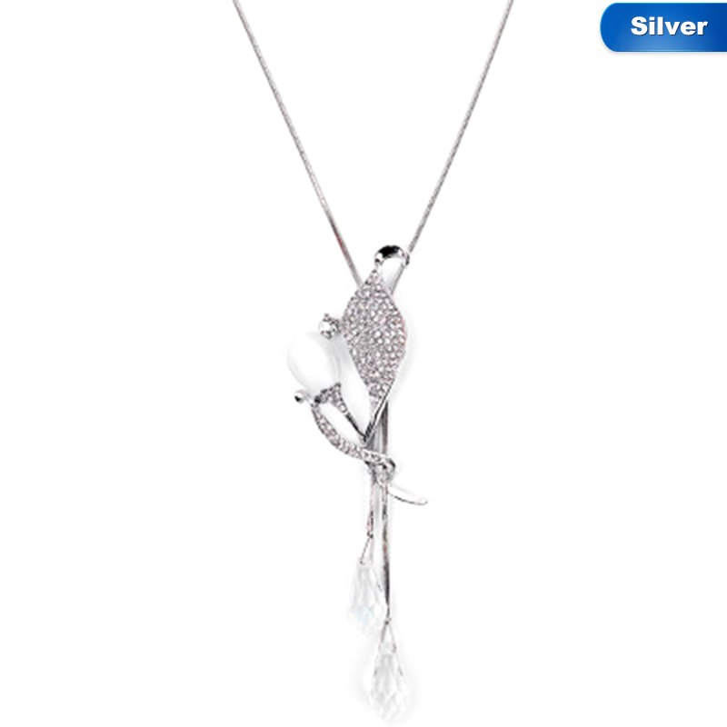 2020 Simulated Pearl Choker Necklaces for Women Silver Color Chain Long Necklace Pendant Jewelry Accessories Trendy