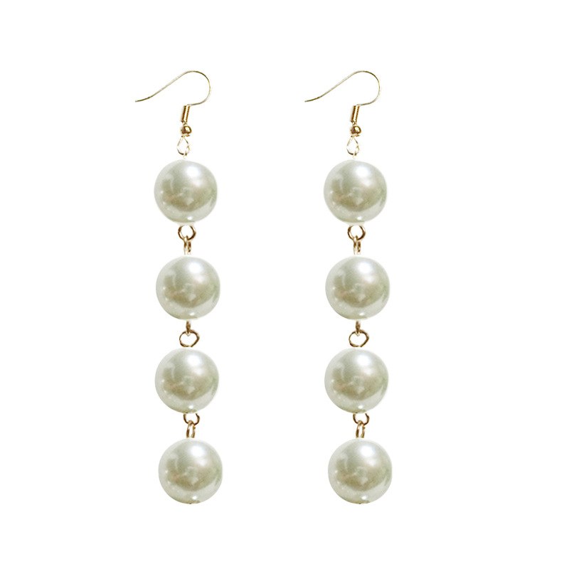 2020 South Korea's aristocratic elegant temperament big series of long list four pearl earring contracted joker long earrings