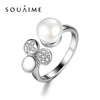 2020 Offer Top Fashion Trendy Anel Feminino 925 Sterling Natural Pearl Rings For Women 7.5mm Gifts For March