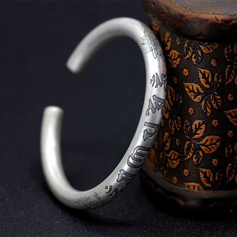 2020 Offer Top Fashion Women Bangle For Women Personality New Product Six Words Lotus Fine Matt 999 Bracelet