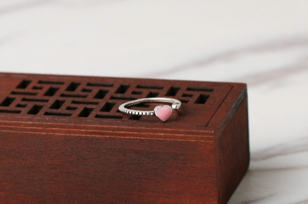 2020 Summer European 925 silverSweet minimalist love opening ring femal Crystal from Swarovski fashion jewelry For Women Party