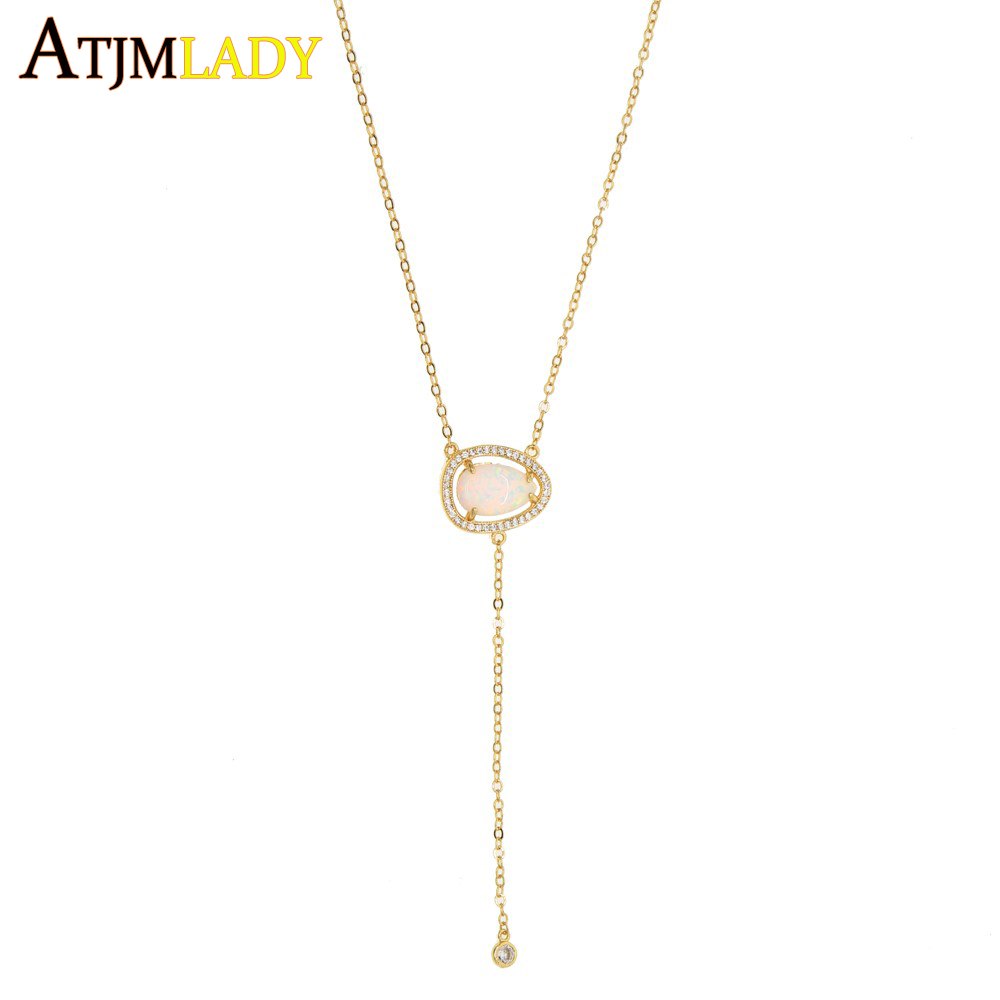 2020 Tear drop opal Charm Necklaces For Women Fashion Lady White Cubic Zirconia Long pendant cute delicate simple sexy necklace