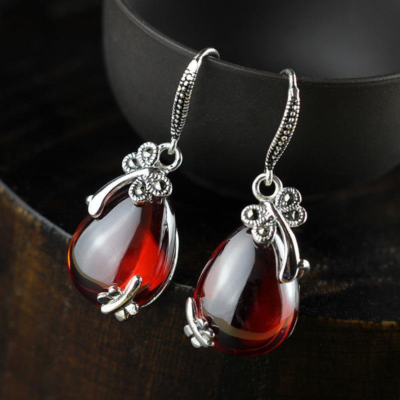 2020 Time-limited Anniversary Brinco New 925 Sterling Handmade Inlaid Garnet Restoring Ancient Ways Eardrop These Female Model
