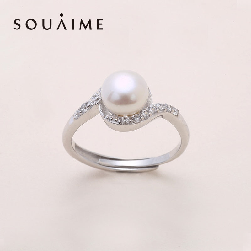 2020 Time-limited Real Anel Feminino Natural Pearl Adjusting Ring 925 Sterling Jewelry Women's Boutique Christmas Gifts