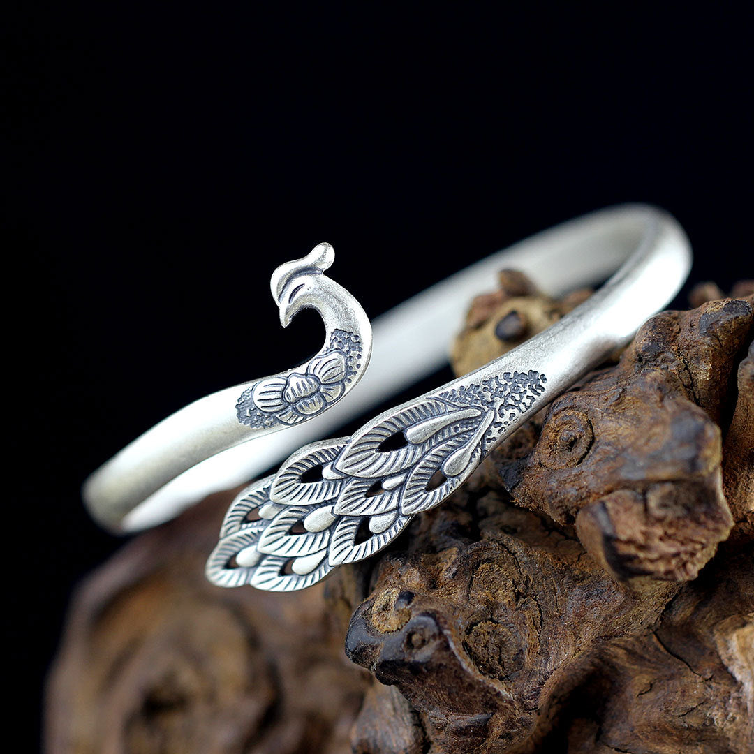 2020 Time-limited Rushed Bangle Character S990 Decoration Inheriting Classic Matte Restoring Ancient Ways Ms Peacock Bracelet