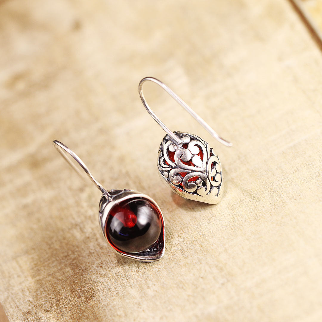 2020 Top Fashion New Lady's Natural Pearl Wind Garnet Type Hollow Out Fruit Eardrop S925 Pure Jewelry Earring