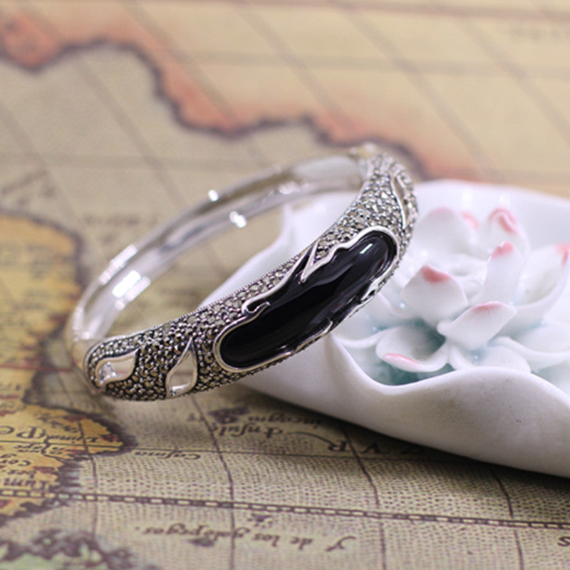 2020 Top Fashion New Women No Bangle The Character Of S925 Jewelry Wholesale Handmade Inlaid Marcasite Ladies Agate Bracelet
