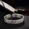 2020 Top Fashion Pure Silver, Antique, Matte, Plum Blossom, Sterling High Grade Ladies, Wild Style, Open Bracelet Wholesale.