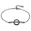 2020 925 Sterling Silver Black Zircon Classic Geometric Round Adjustable Chain Bracelet Women Party Fine Jewelry B011
