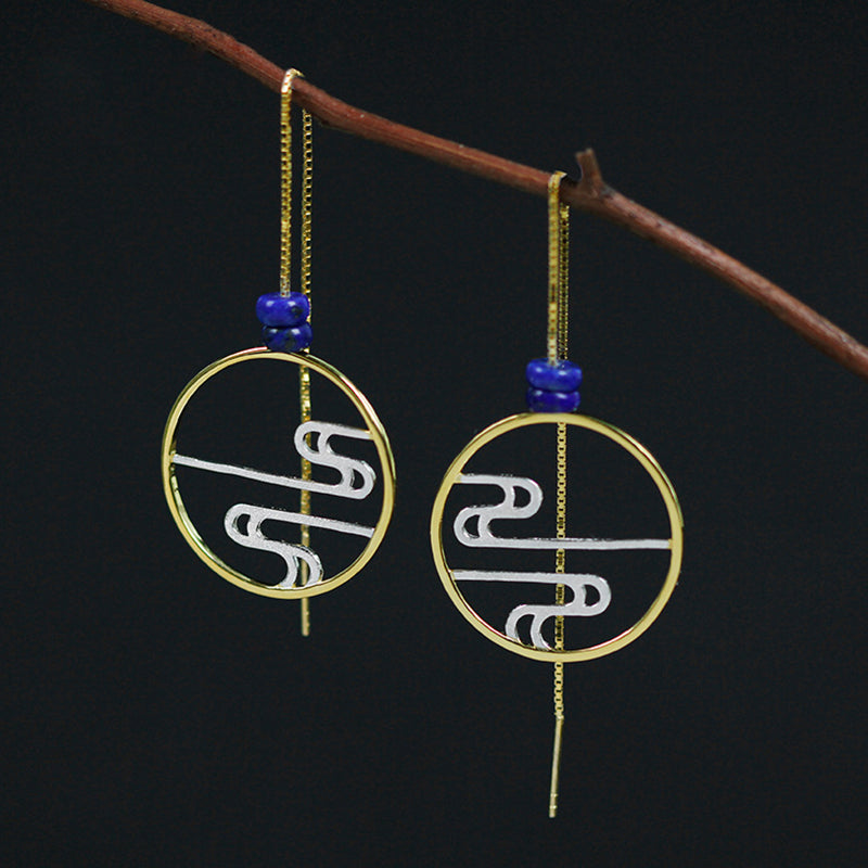 2020 Vintage Statement Earrings Round Drop Long 925 Sterling Silver Earrings for Women S925 Earrings Female Joyas De Plata 925