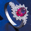 2020 Wedding Rings Blue Pink Red Green Gemstone Color Silver Clear CZ Finger Rings for Women Engagement Ring