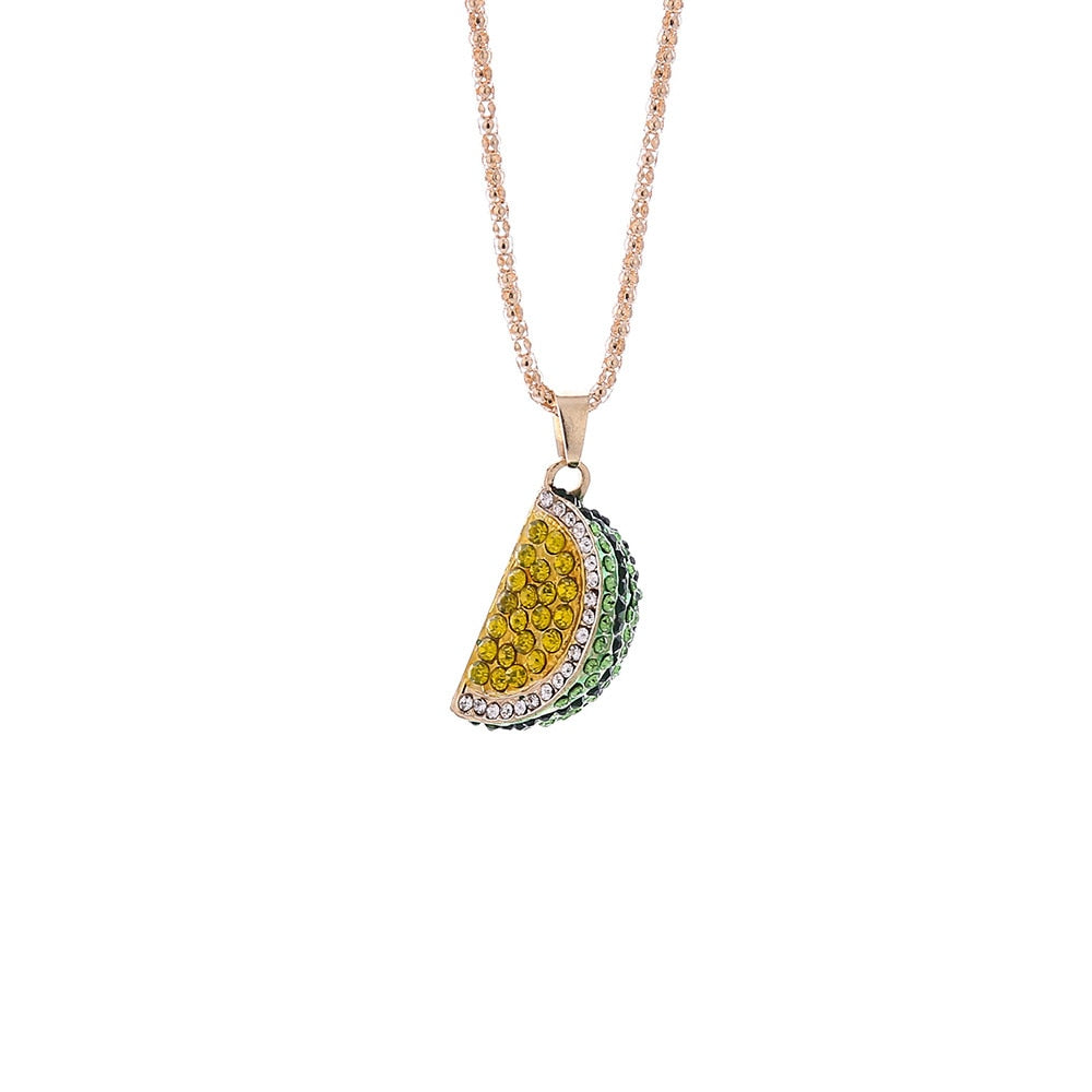 2020 bijoux femme Wholesale price Fashion Women Charm Colorful Crystal watermelon Rhinestone Cute Pendant Sweater Drop shipping