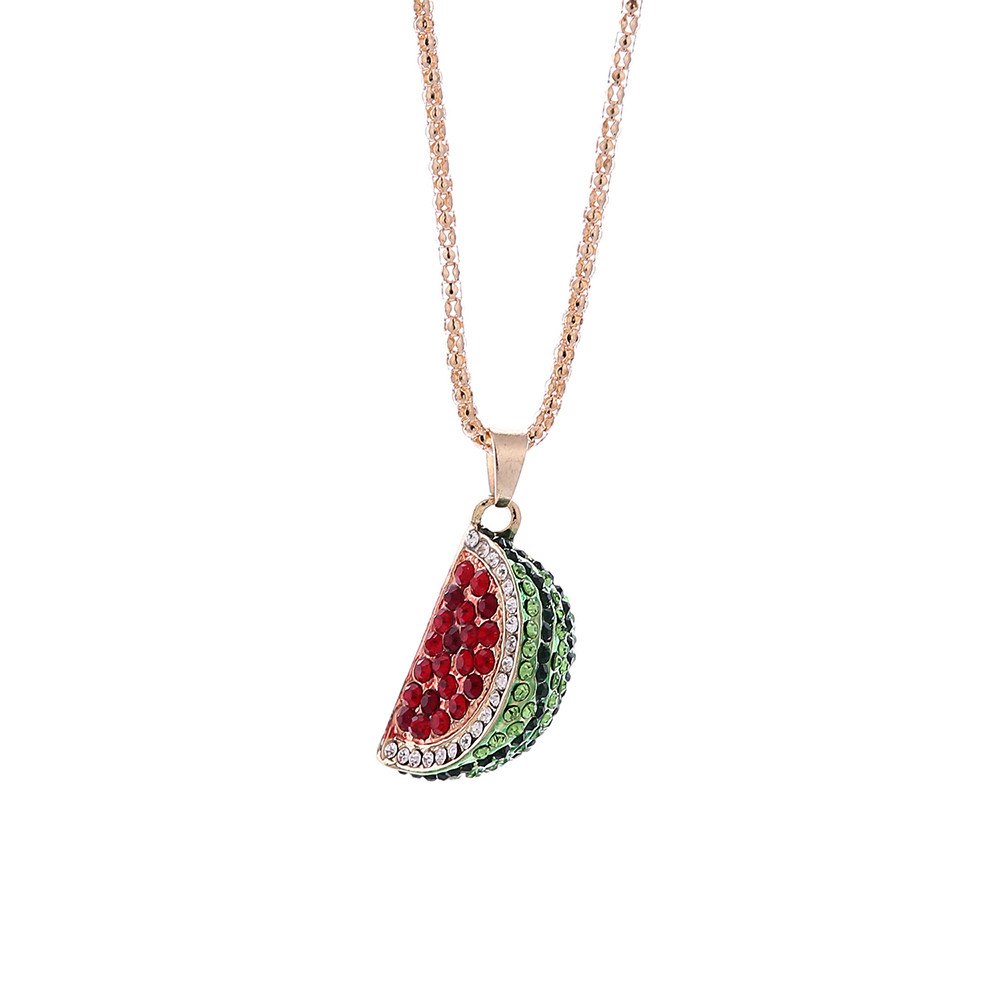 2020 bijoux femme Wholesale price Fashion Women Charm Colorful Crystal watermelon Rhinestone Cute Pendant Sweater Drop shipping