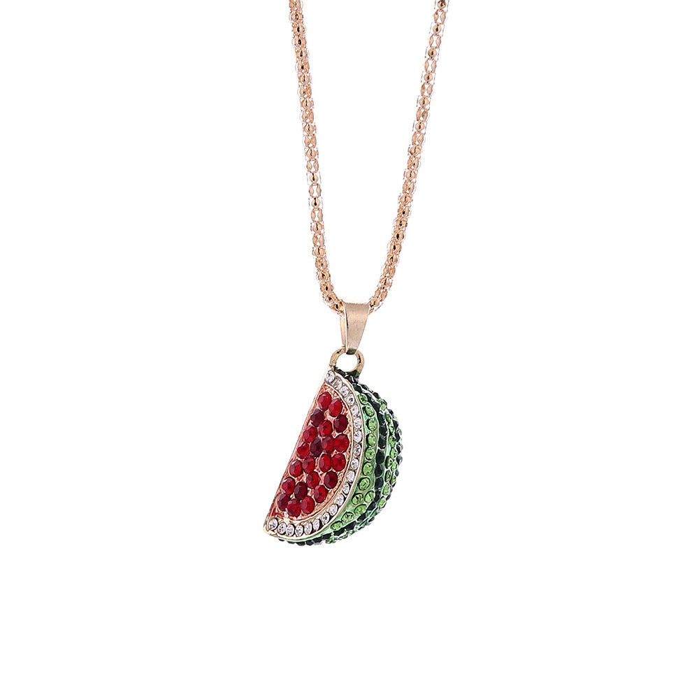 2020 bijoux femme Wholesale price Fashion Women Charm Colorful Crystal watermelon Rhinestone Cute Pendant Sweater Drop shipping