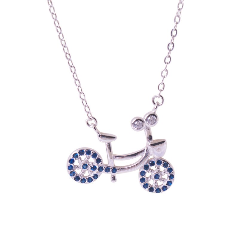 2020 new 100% 925 sterling silver AAA zircon bicycle necklace fashion romantic bicycle lovers pendant necklace for women jewelry