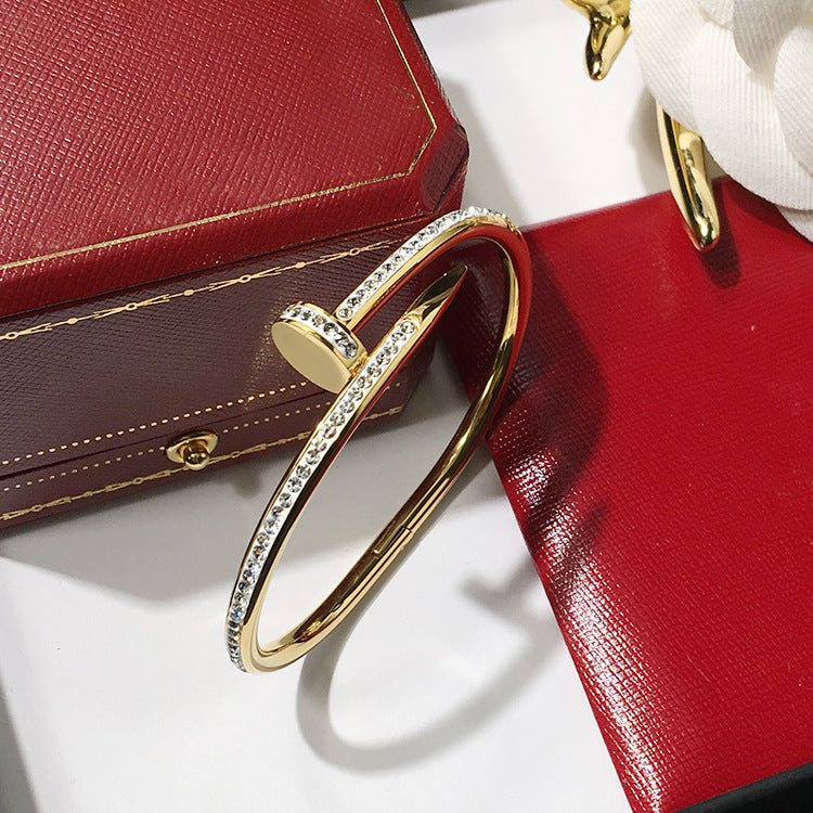 2020 new Titanium steel white mud drill,beautifully shining nail buckle carter love bracelet for women cuff bangle