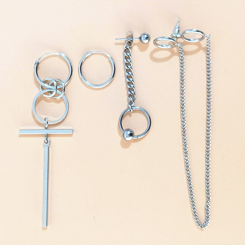 2020 new exquisite luxury 4 pieces / set V BTS earrings DNA Korean version of the earrings long men Bangtan boy V DNA earrings