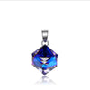 2020 new fashion blue crystal cube pendant necklace simple sterling silver necklace jewelry for women