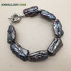 2020 new kind baroque pearl bracelet Bangles black color plus size flat block shape real Cultured pearls gift for girl