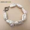 2020 new kind baroque summer style pearls bracelet Bangles white color flat block shape Cultured pearl gift for girl