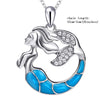 2020 new listing 925 sterling silver Mermaid chain pendant&necklace with CZ&blue enamel diy fine jewelry making for women gifts