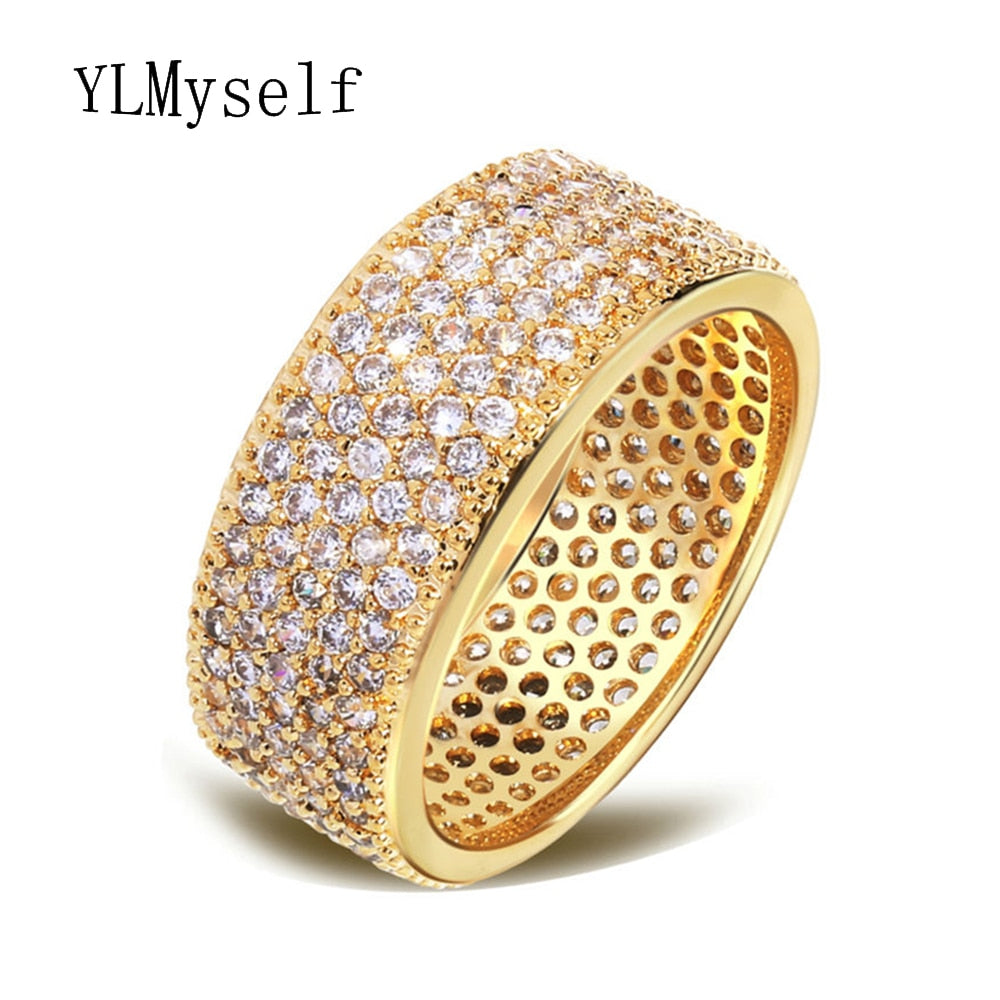 2020 ring jewelry White/ Gold Color Famous classic round Design pave Zirconia crystal anel pedra women fashion rings