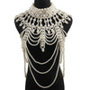 2021 European Multi Layered White Pearl Hyperbole Long Strap Necklace Body Chain Jewelry Ladies Pearl Choker Tassel Fringe Chain