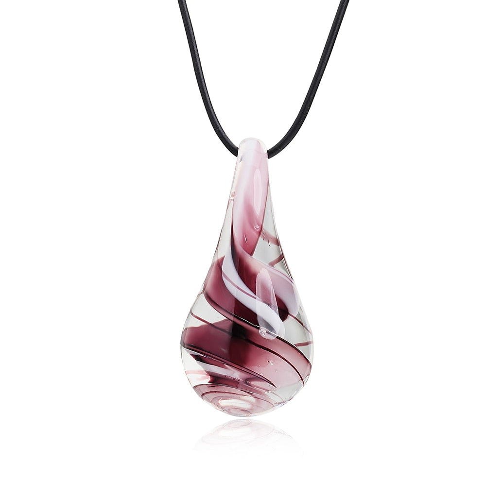 2021 Handmade Lampwork Glass Murano Waterdrop Pendant Necklace Elastic Cord Crystal Necklace Trendy Party Jewelry Women