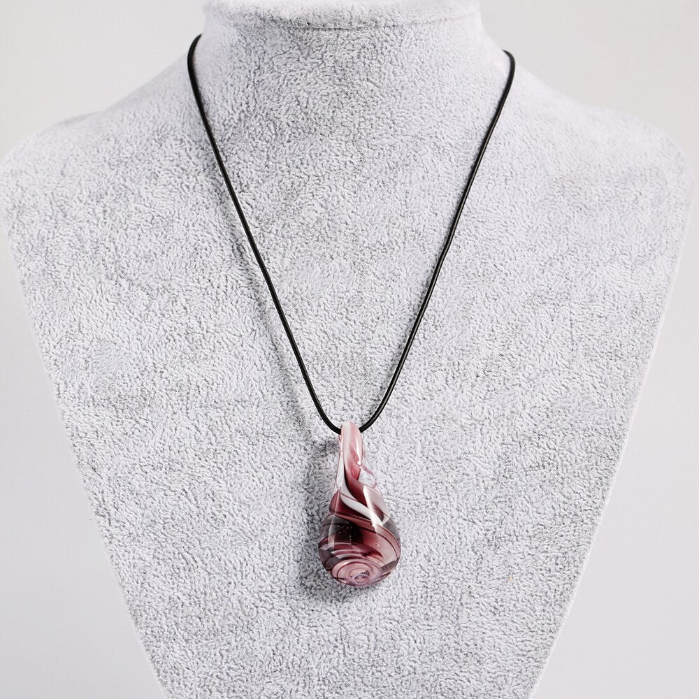 2021 Handmade Lampwork Glass Murano Waterdrop Pendant Necklace Elastic Cord Crystal Necklace Trendy Party Jewelry Women