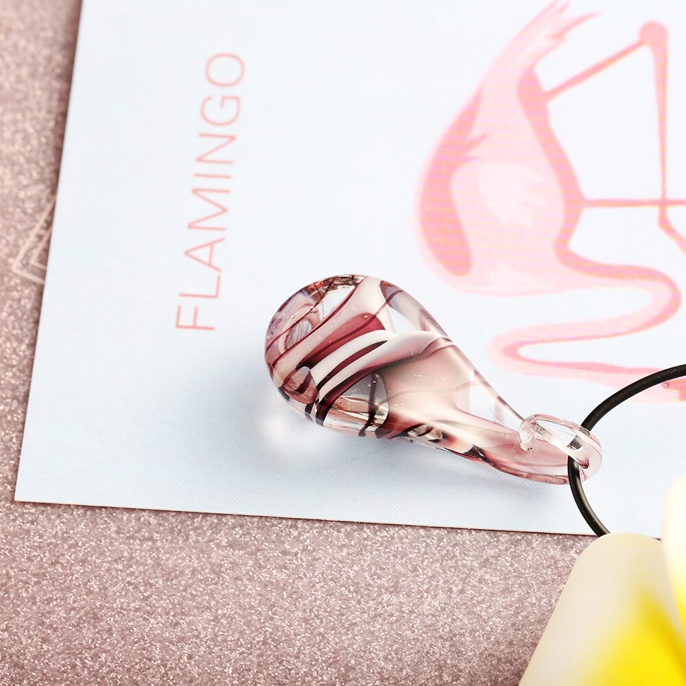 2021 Handmade Lampwork Glass Murano Waterdrop Pendant Necklace Elastic Cord Crystal Necklace Trendy Party Jewelry Women