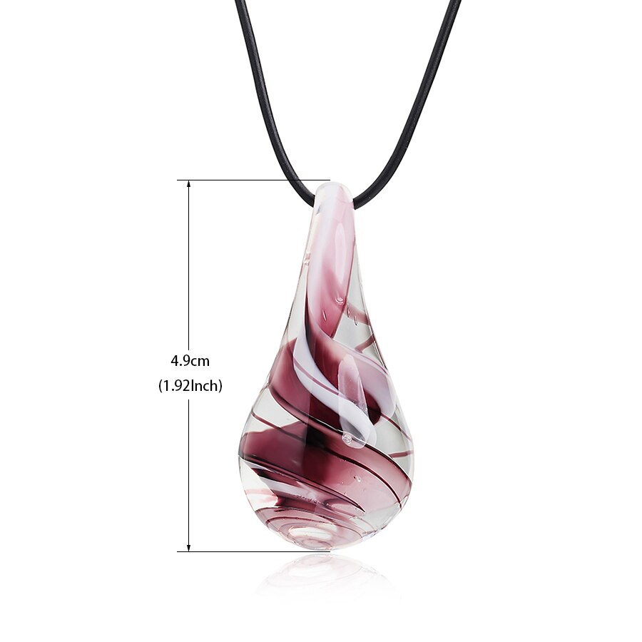 2021 Handmade Lampwork Glass Murano Waterdrop Pendant Necklace Elastic Cord Crystal Necklace Trendy Party Jewelry Women