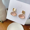 2022 Japan Korea Jewelry Simple Gold Copper Earrings Fan Shaped Transparent Crystal Earrings for women gift