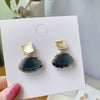 2022 Japan Korea Jewelry Simple Gold Copper Earrings Fan Shaped Transparent Crystal Earrings for women gift