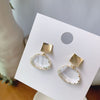 2022 Japan Korea Jewelry Simple Gold Copper Earrings Fan Shaped Transparent Crystal Earrings for women gift
