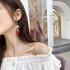 2022 Korea Jewelry Design Sweet Romantic Red Rose Earrings Elegant Pearl Wreath Earrings for women gift