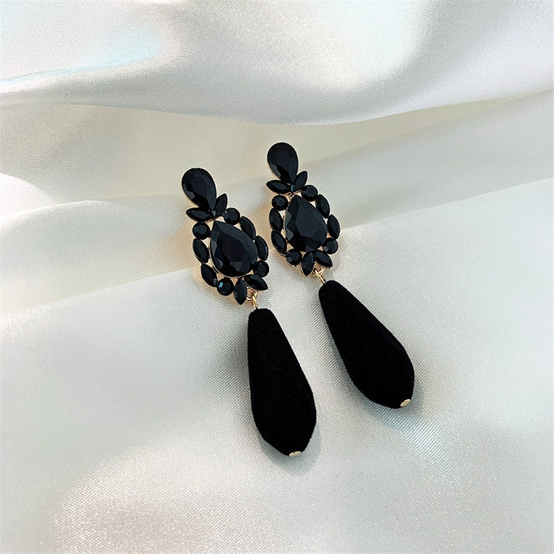2022 Korea Design Jewelry Black Water Drop Resin Crystal Earrings Upscale Party Earrings for women gift