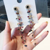 2022 Korean Design Jewelry Long Chain Personality Color Stone Earrings Crystal Tassel Earrings for women gift