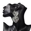 2022  Big Gold Heart Earrings For Women Vintage Geometric Pattern Statement Drop Earrings Boho Ethinc Metal Jewelry