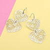 2022  Big Gold Heart Earrings For Women Vintage Geometric Pattern Statement Drop Earrings Boho Ethinc Metal Jewelry
