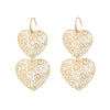 2022  Big Gold Heart Earrings For Women Vintage Geometric Pattern Statement Drop Earrings Boho Ethinc Metal Jewelry