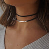 2021   Bending Tube Velvet Choker Necklace Double Layer Style Torque Black Short Leather Necklace Charm Collier Femme