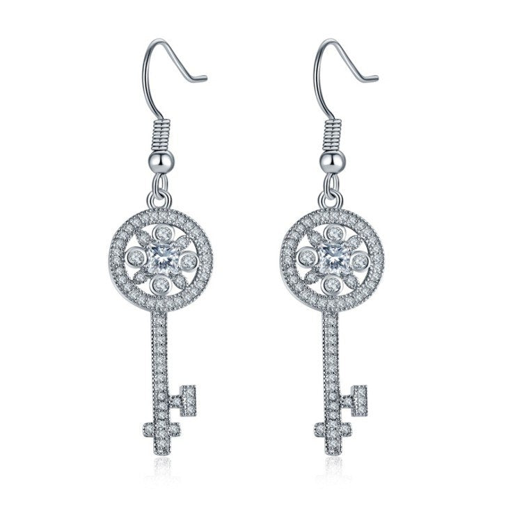 2020 New Fashion Jewelry European big Key necklace Bracelet Crystals from Swarovski Hypoallergenic earrings colorfast