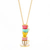 2021 Hand Made Sweater Chain Clothing Accessories Long Necklace Enamel Jewelry Tea Cup Necklace Pendant Woman