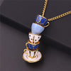2021 Hand Made Sweater Chain Clothing Accessories Long Necklace Enamel Jewelry Tea Cup Necklace Pendant Woman