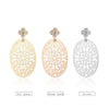 2022 Hollow Oval Shape Drop Earrings Clear Crystal Dangle Earrings For Women Jewelry Accessories Girls Birthday Gift